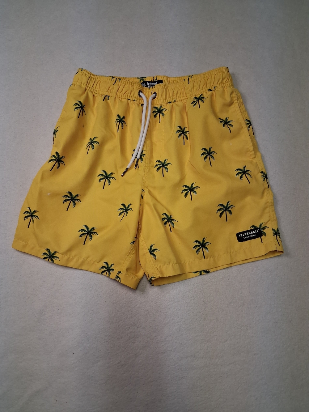 Islandhaze Yellow Palm-Print Swim Trunks